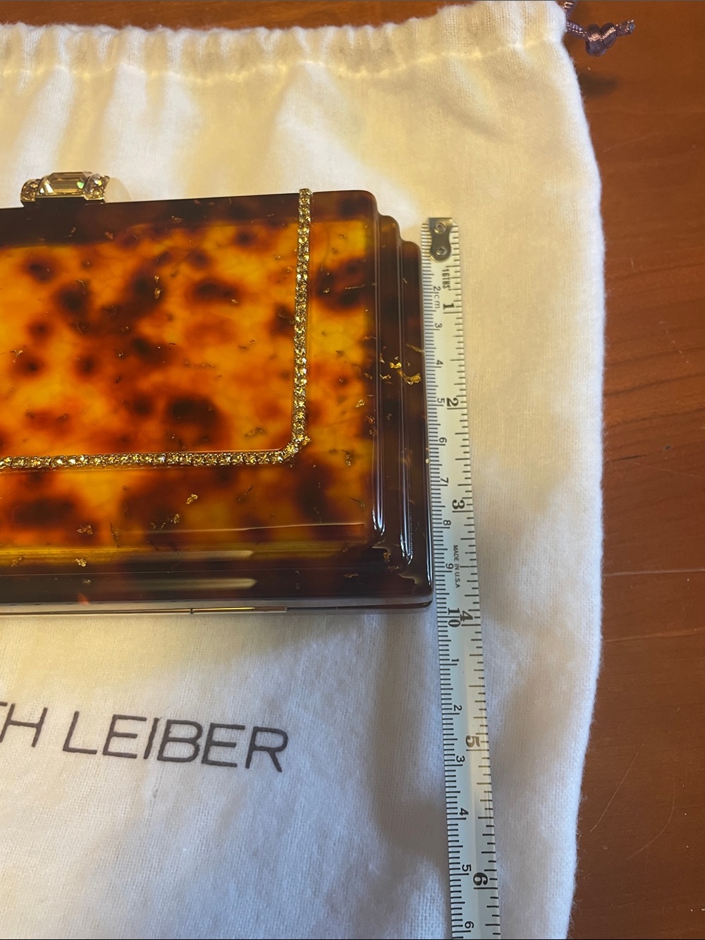 Judith Leiber Tortoise and Gold Crystal Minaudière Clutch - Picture 13 of 16